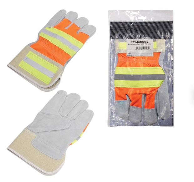 Automann 571.G2003L Leather Palm Reflective Gloves Large - 571.G2003L