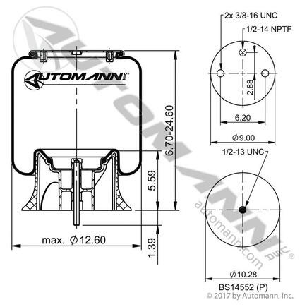 Automann AB1DK23L-8852 Air Spring Rolling Lobe - AB1DK23L-8852