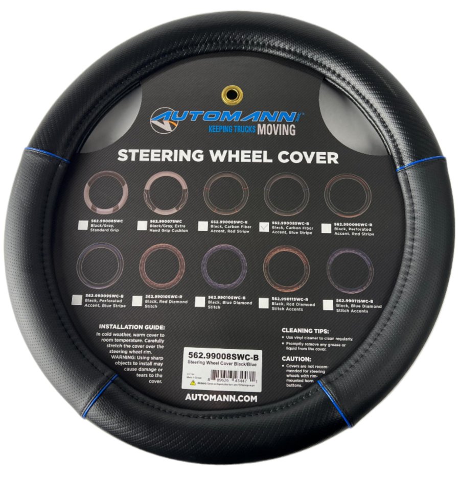 Automann 562.99008SWC-B Steering Wheel Cover Black/Blu - 562.99008SWC-B