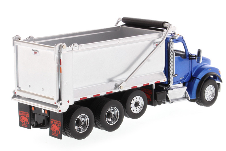 1:50 Kenworth T880S SFFA Tandem with Pusher Axle in Metallic Blue with Ox Bodies Stampede Dump Cab - 71078