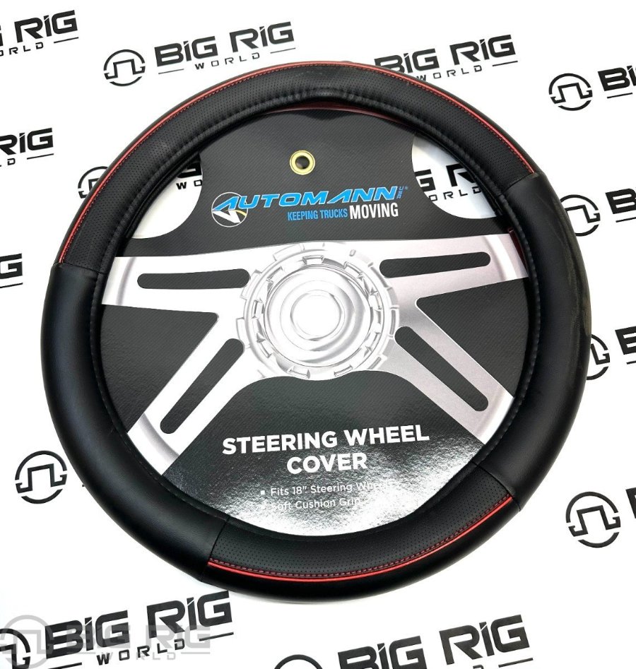 Automann 562.99009SWC-R Steering Wheel Cover Black/Red - 562.99009SWC-R